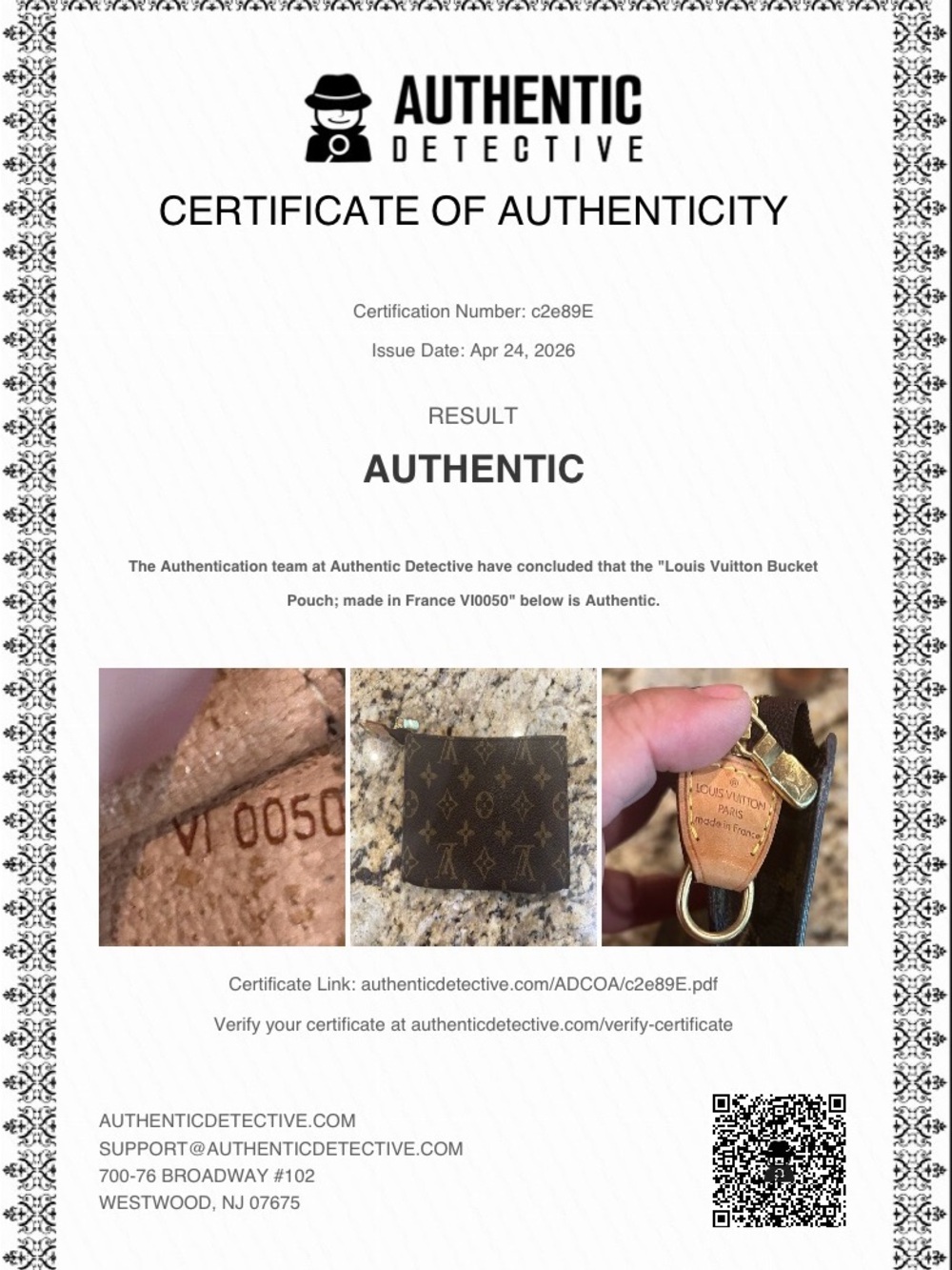 Louis Vuitton Pouch Vintage comes with coa. with unbranded chain - Picture 10 of 10